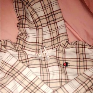 Limited Edition Light Pink Plaid Champion Hoodie